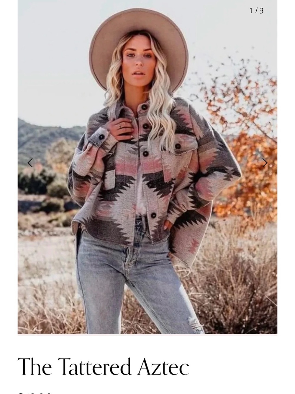 The Tattered Aztec Women's Aztec Shacket - Pink & Gray